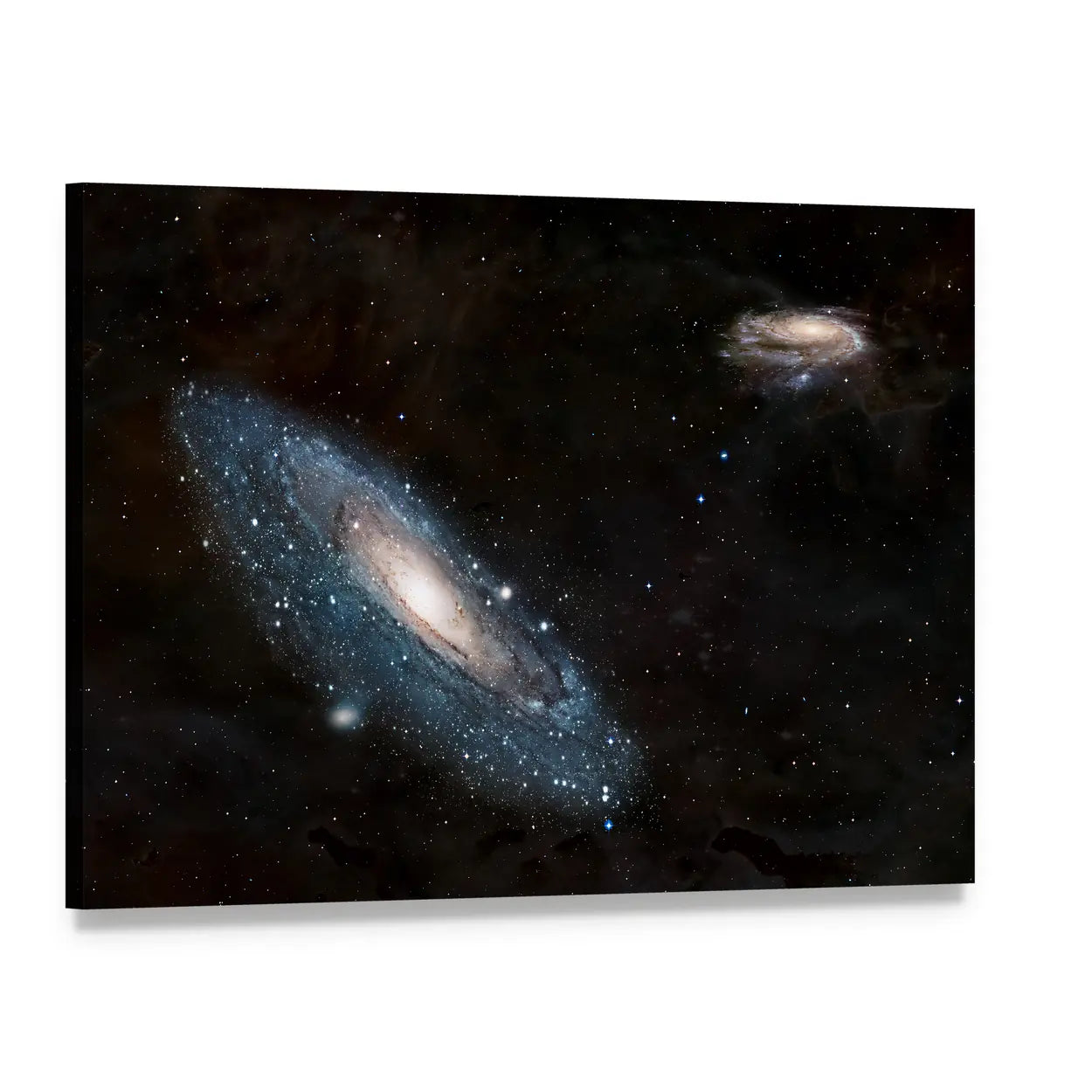 Andromeda Galaxy and Milky Way Canvas Wall Art, single panel gallery wrapped canvas, angled product view