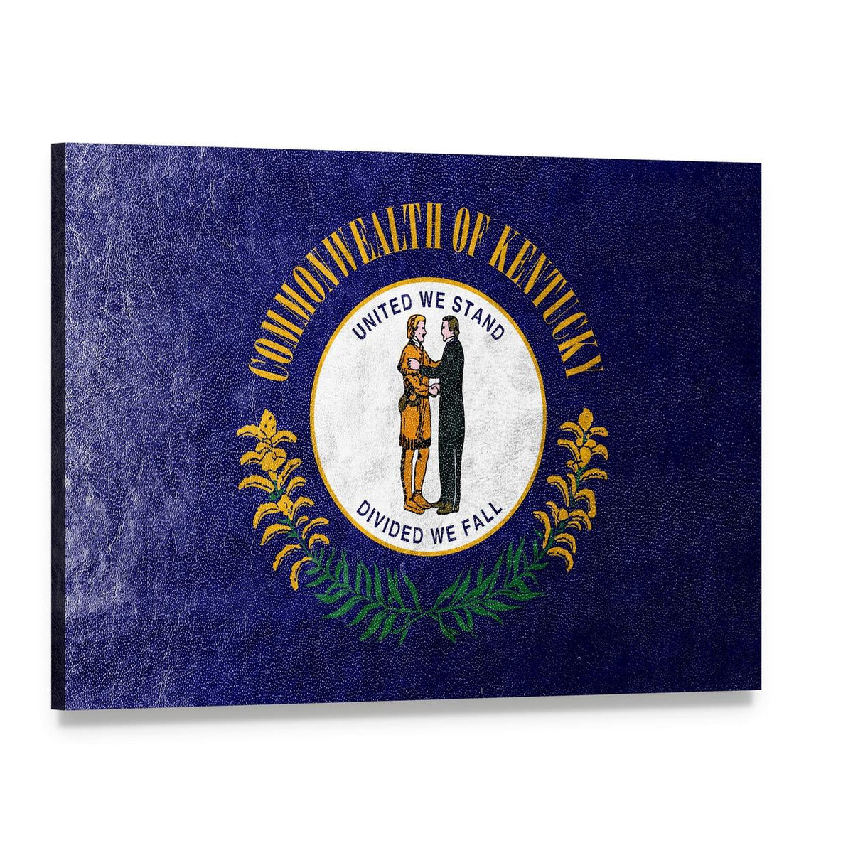 Kentucky State Flag with Goldenrod Wreath Canvas Wall Art, single panel gallery wrapped canvas, angled product view