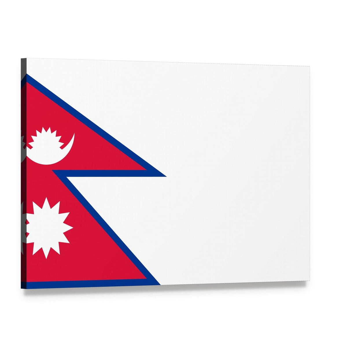 Nepal Flag Canvas Wall Art, single panel gallery wrapped canvas, angled product view