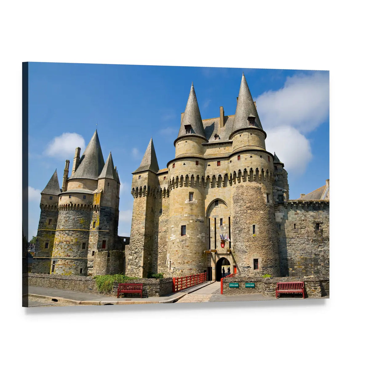 Vitr Castle in Brittany, France Canvas Wall Art, single panel gallery wrapped canvas, angled product view