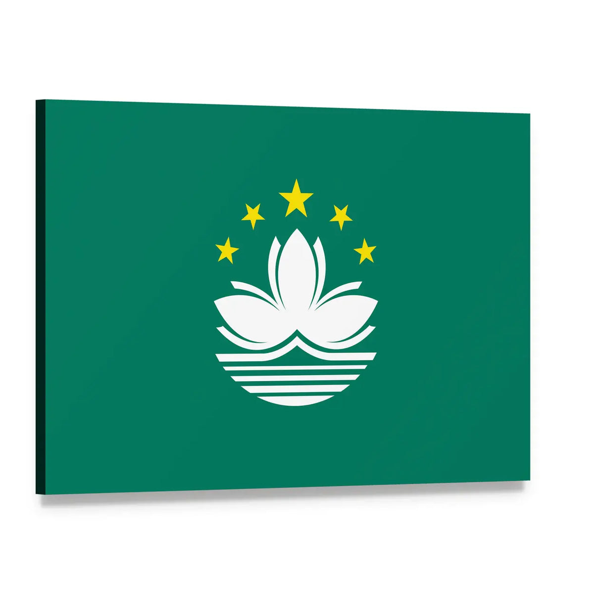 Macau Flag Featuring Lotus and Stars Canvas Wall Art, single panel gallery wrapped canvas, angled product view