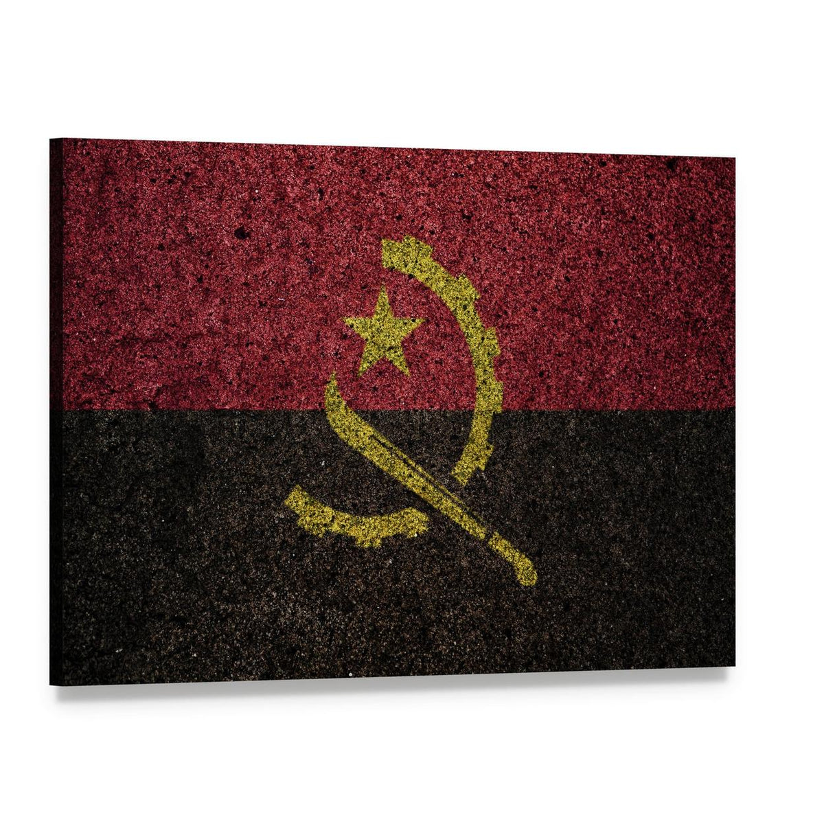 Vintage Angola Flag Canvas Wall Art, single panel gallery wrapped canvas, angled product view
