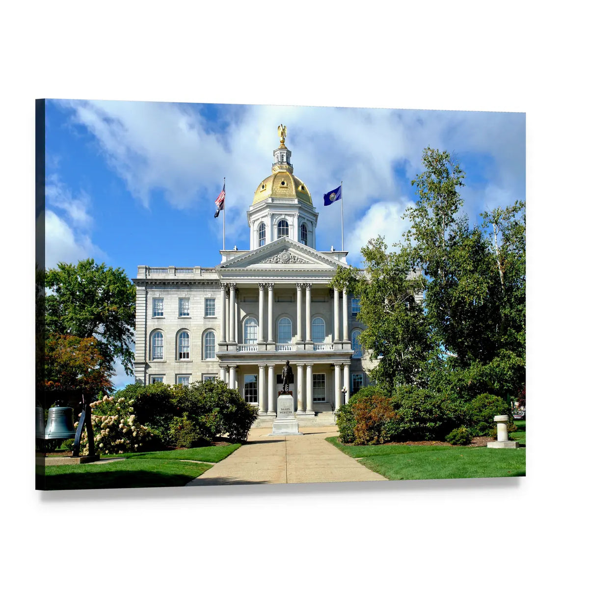 New Hampshire State House Canvas Wall Art, single panel gallery wrapped canvas, angled product view