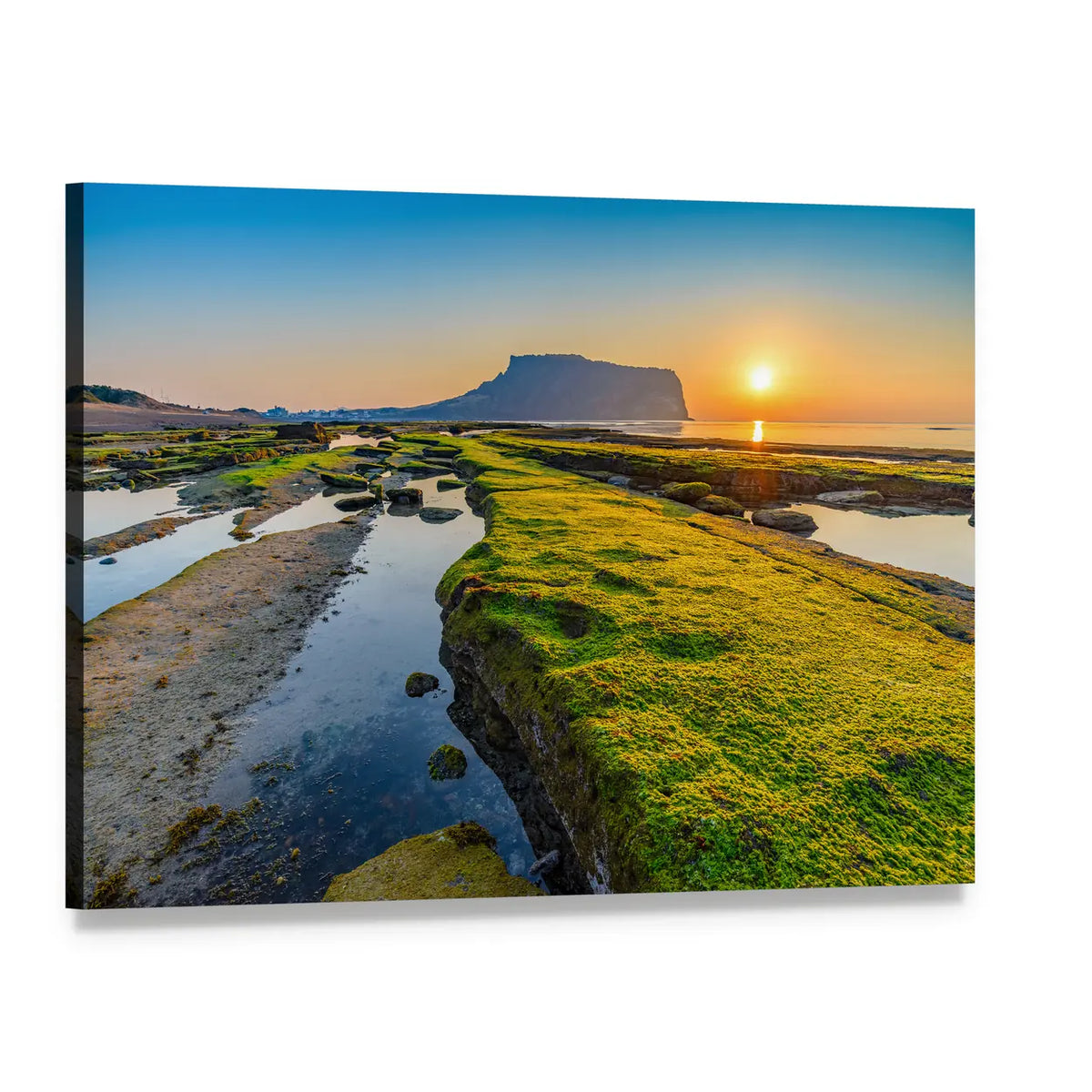 Sunrise Over Seongsan Ilchulbong Canvas Wall Art, single panel gallery wrapped canvas, angled product view