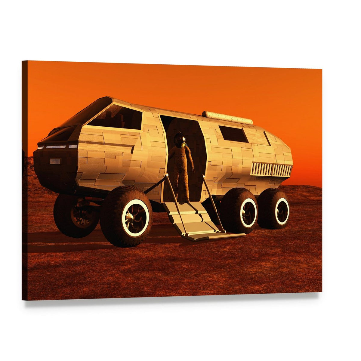 Astronaut in Mars Rover Canvas Wall Art, single panel gallery wrapped canvas, angled product view