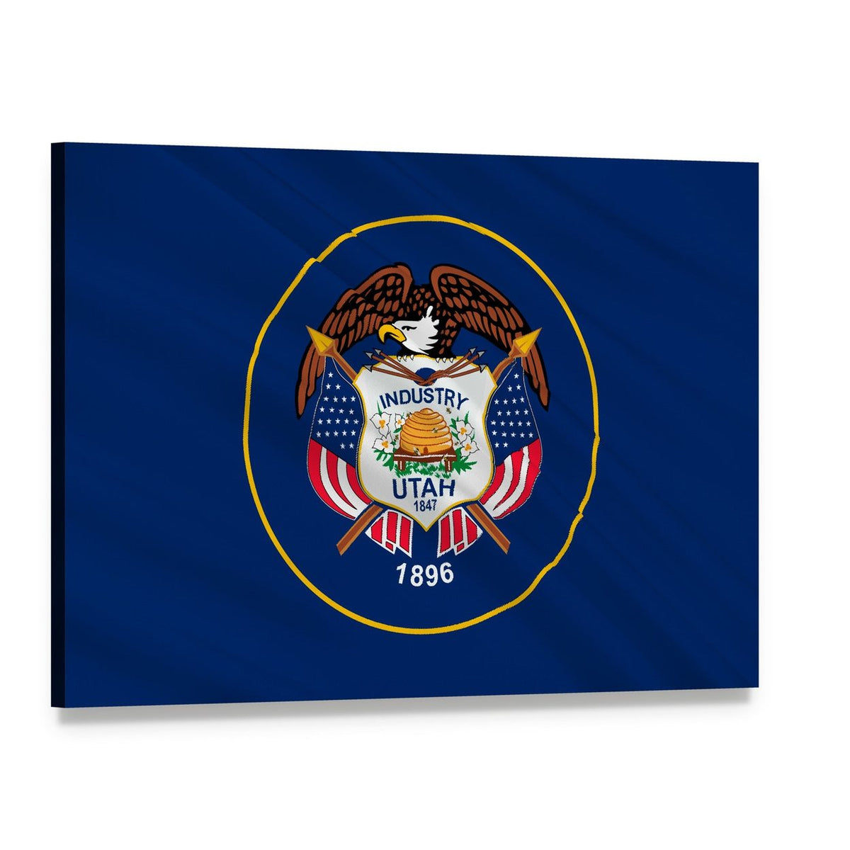 Former Utah State Flag 1913–2024 Canvas Wall Art, single panel gallery wrapped canvas, angled product view