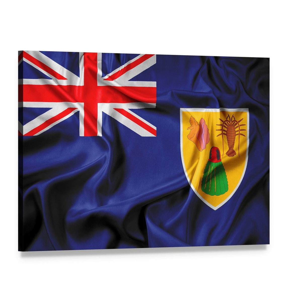 Waving Turks and Caicos Islands Flag Canvas Wall Art, single panel gallery wrapped canvas, angled product view