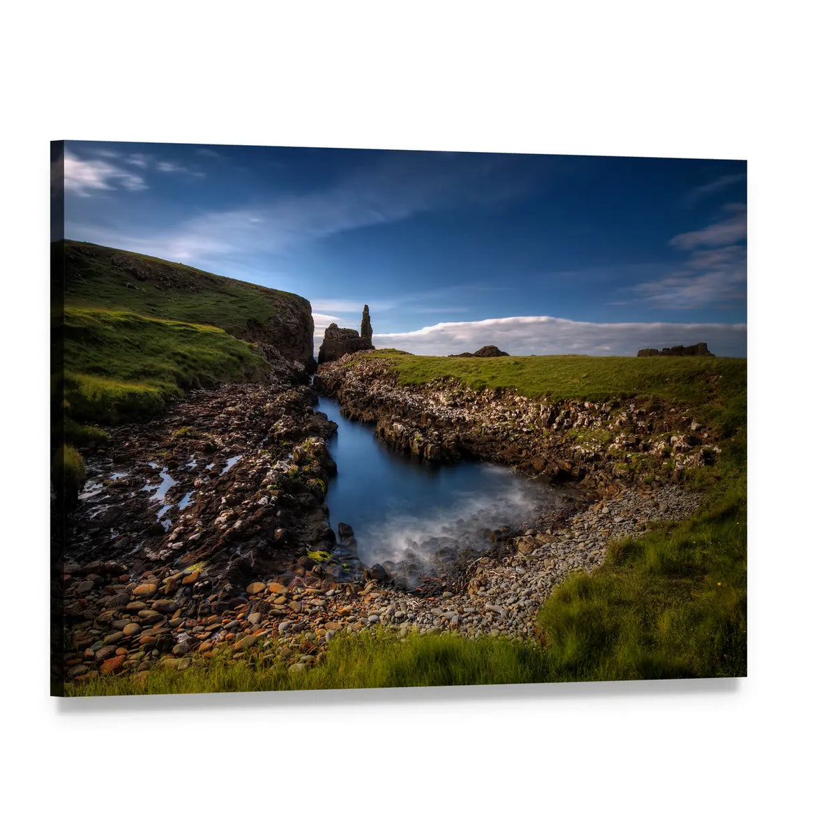 Rocky Coastline in Scotland Canvas Wall Art, single panel gallery wrapped canvas, angled product view
