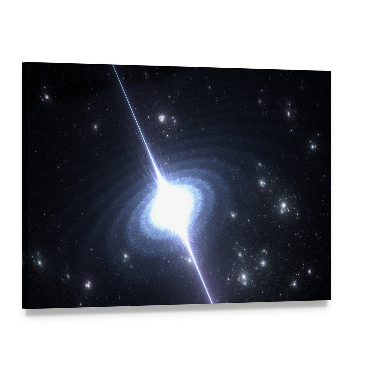 Pulsar Rotating Neutron Star Canvas Wall Art, single panel gallery wrapped canvas, angled product view