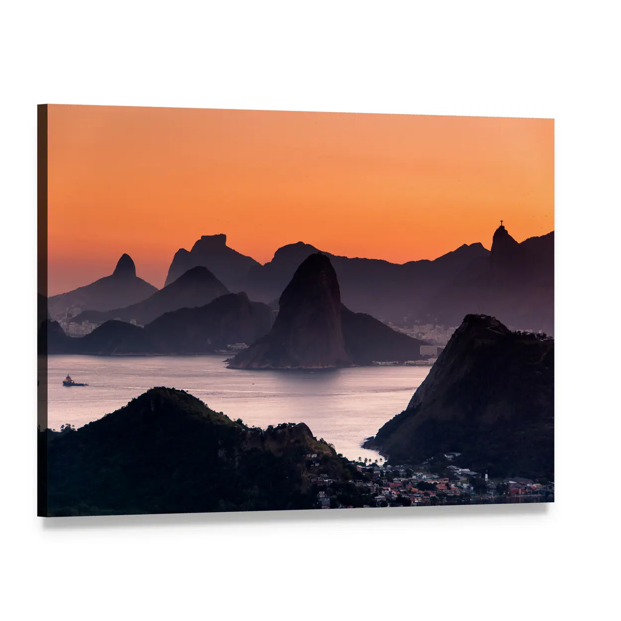 Scenic Rio de Janeiro Mountain Canvas Wall Art, single panel gallery wrapped canvas, angled product view