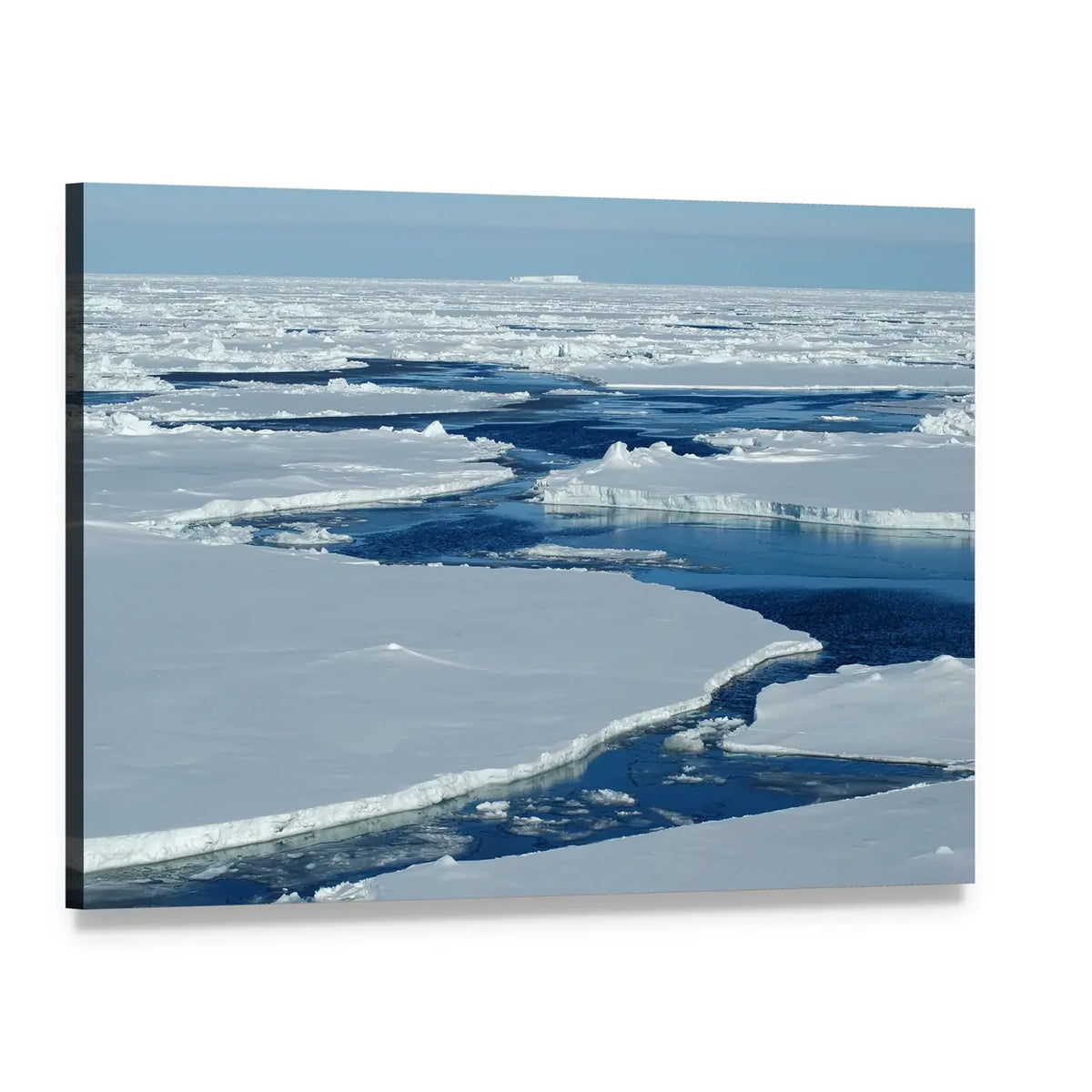 Antarctic Pack Ice Canvas Wall Art, single panel gallery wrapped canvas, angled product view