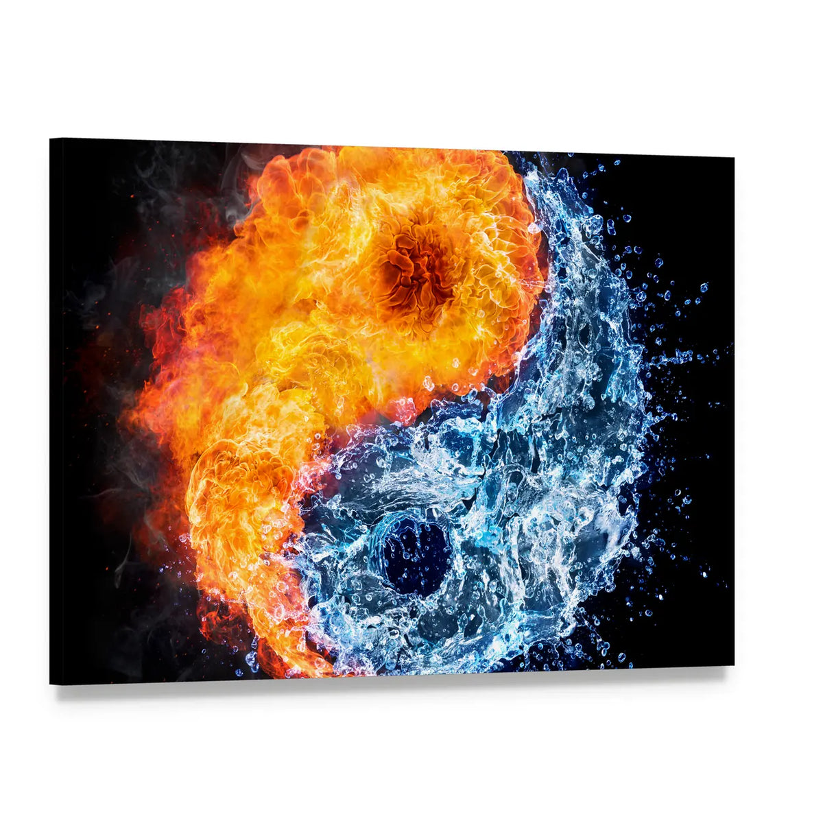 Fire and Water Tao Symbol Canvas Wall Art, single panel gallery wrapped canvas, angled product view