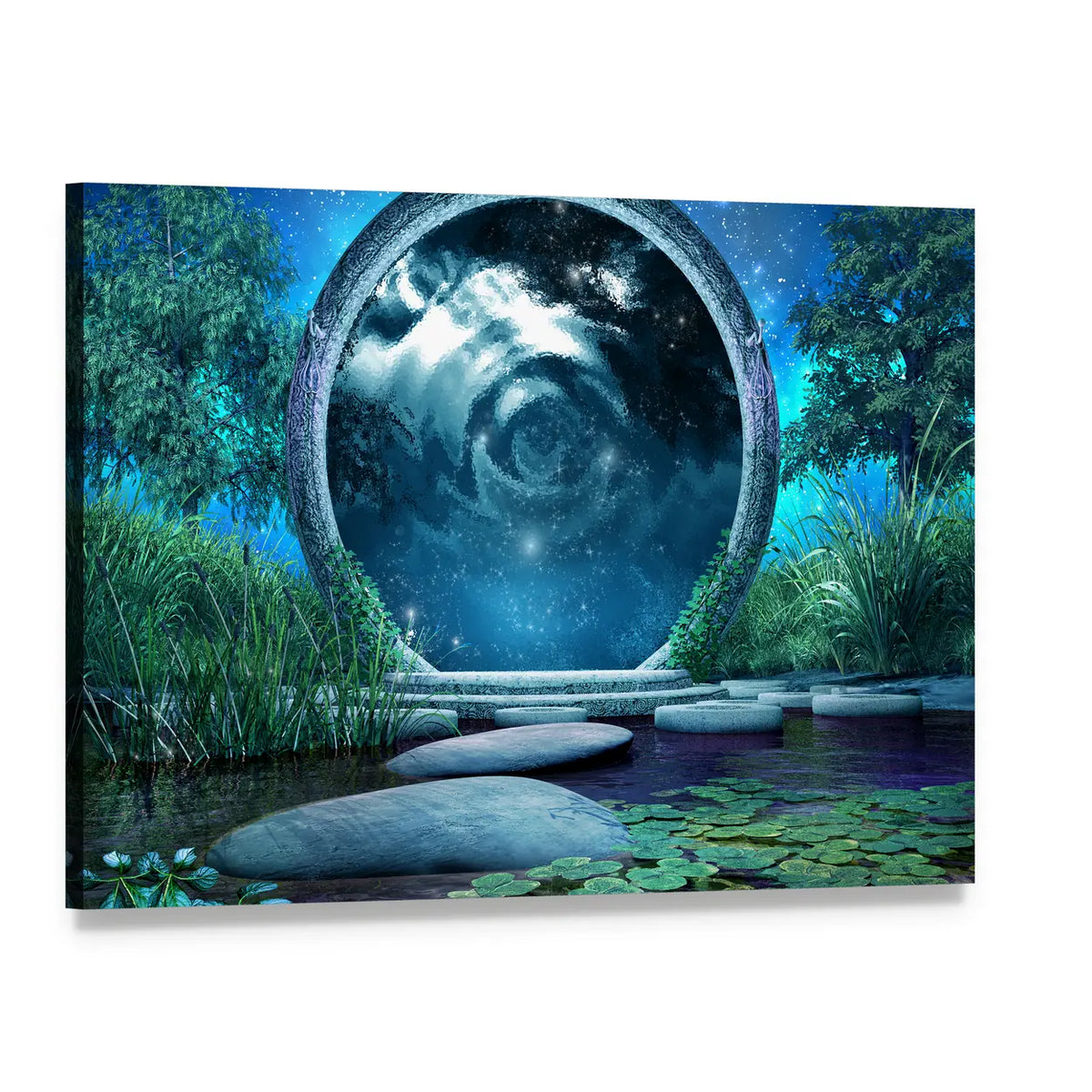 Magic Portal on the Lake Canvas Wall Art, single panel gallery wrapped canvas, angled product view