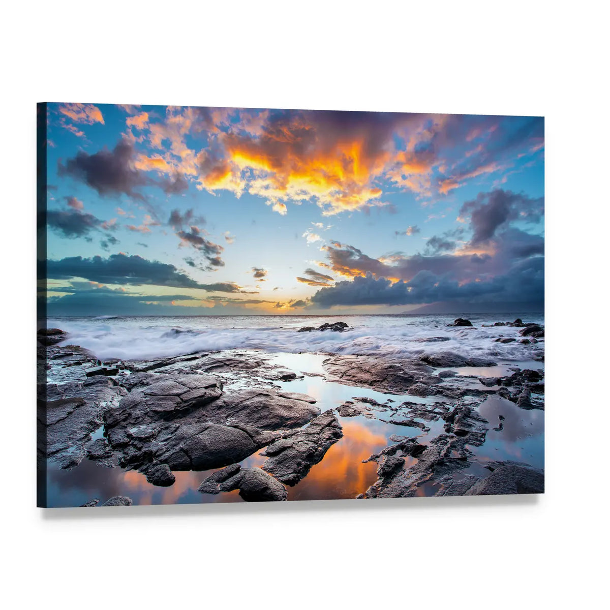 Rocky Shore On The Island Of Maui In Hawaii Canvas Wall Art, single panel gallery wrapped canvas, angled product view