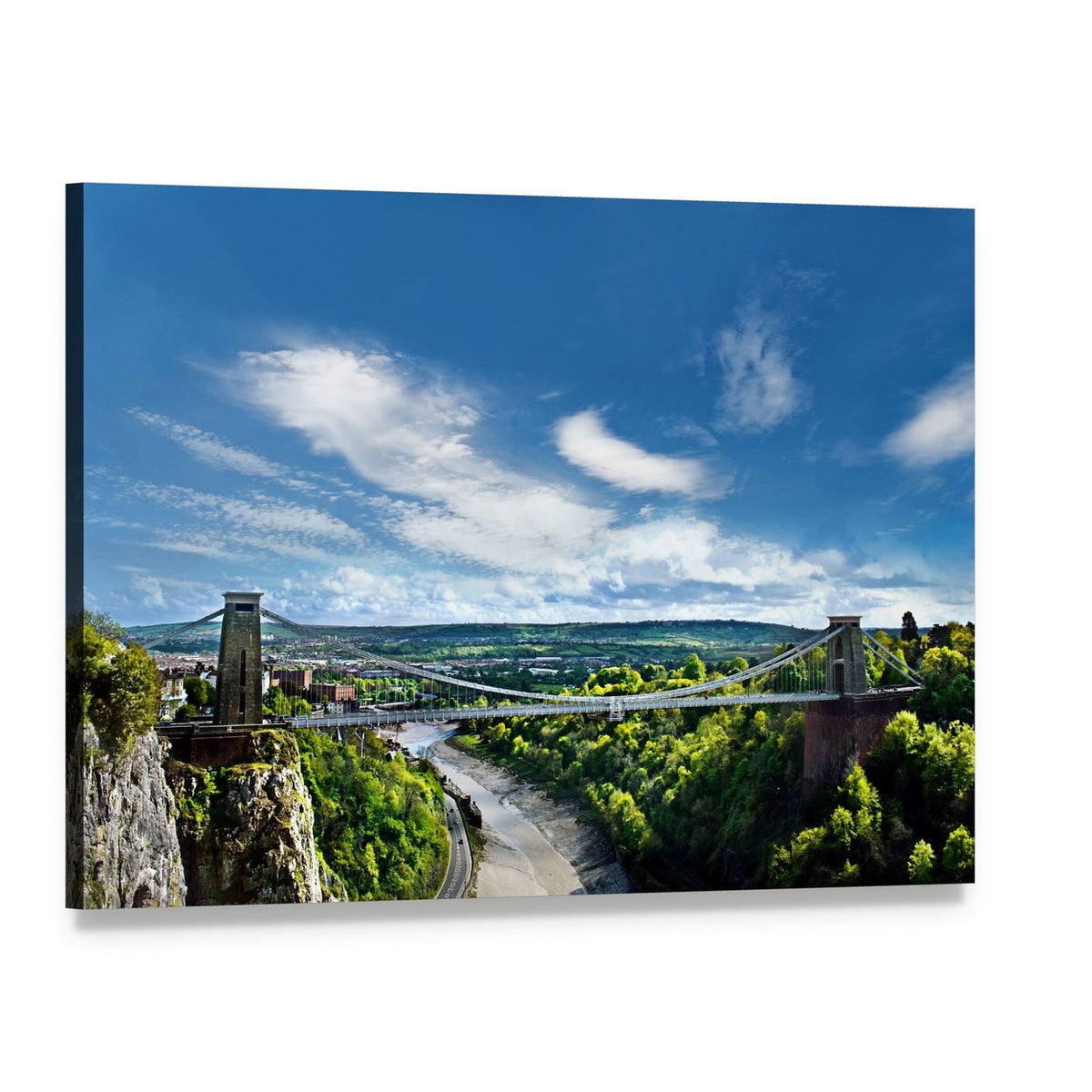 Clifton Suspension Bridge in Bristol Canvas Wall Art, single panel gallery wrapped canvas, angled product view