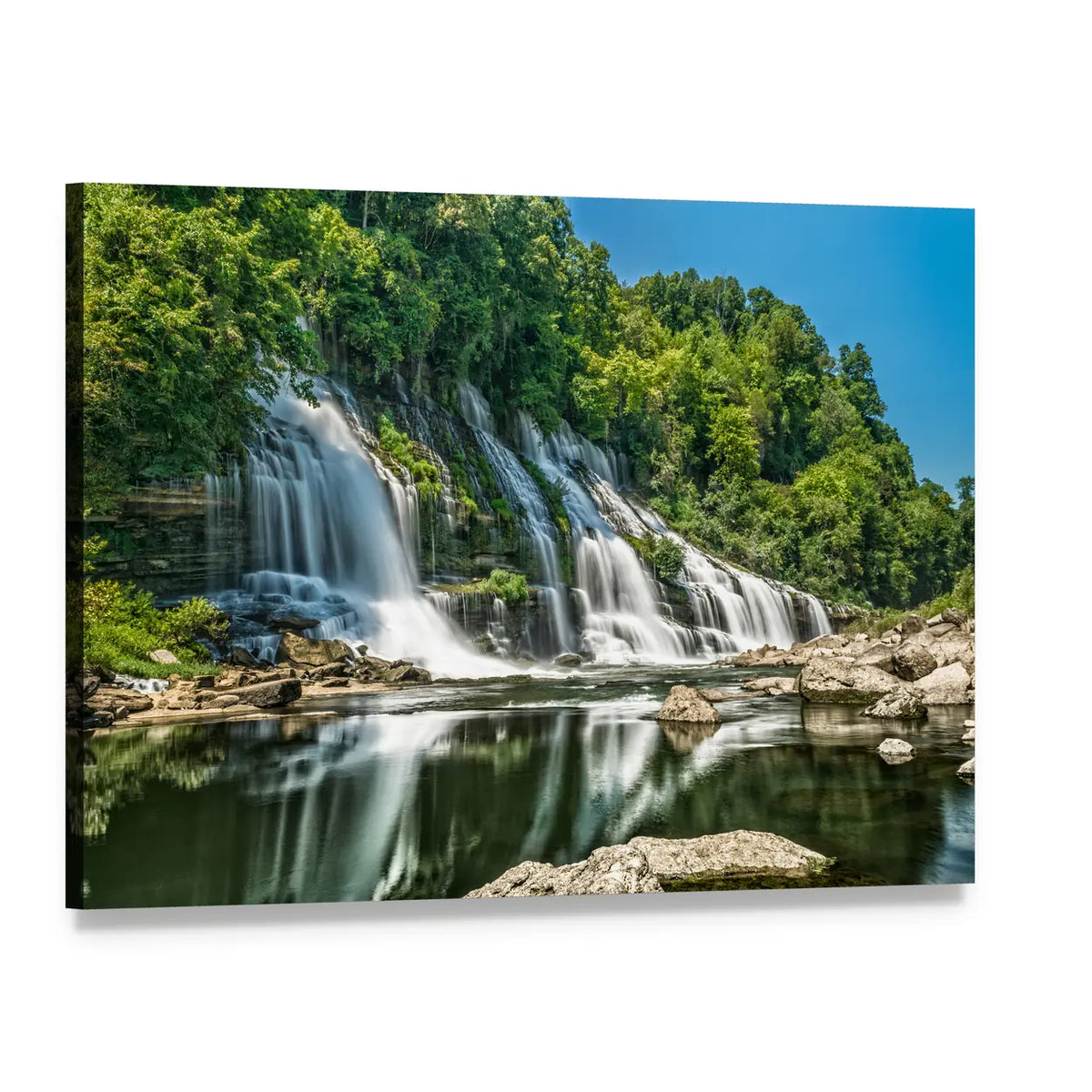 Twin Falls in Tennessee Canvas Wall Art, single panel gallery wrapped canvas, angled product view