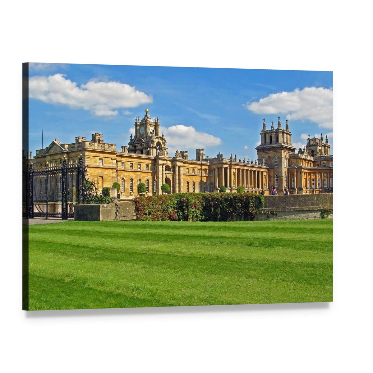 Blenheim Palace Ornate Gate and Lawn Canvas Wall Art, single panel gallery wrapped canvas, angled product view