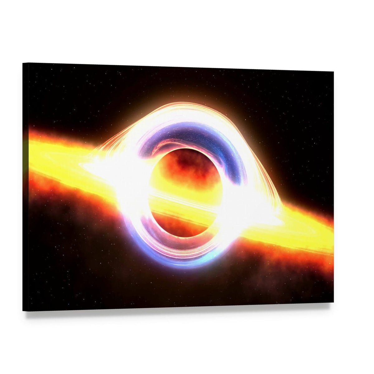 Black Hole with Glowing Accretion Disk Canvas Wall Art, single panel gallery wrapped canvas, angled product view