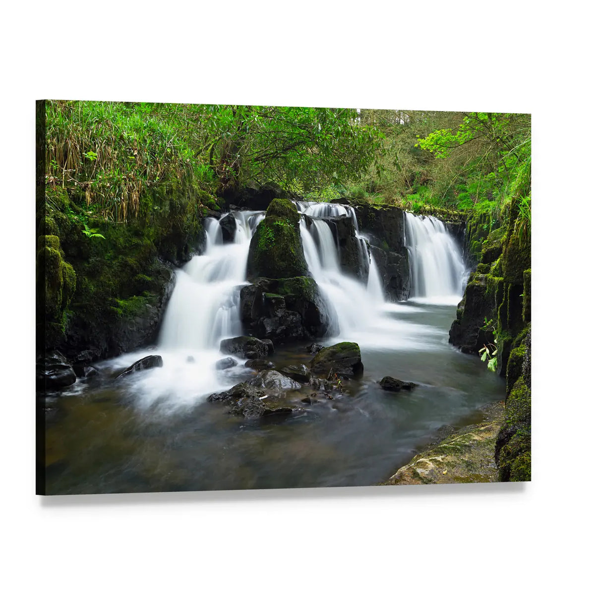 Clare Glens Waterfall, Ireland Canvas Wall Art, single panel gallery wrapped canvas, angled product view