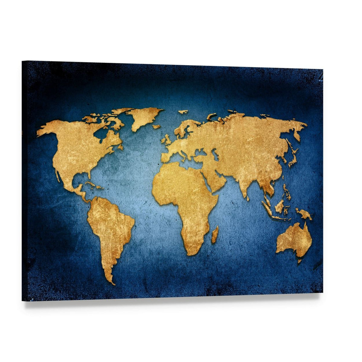 Textured World Map Canvas Wall Art, single panel gallery wrapped canvas, angled product view
