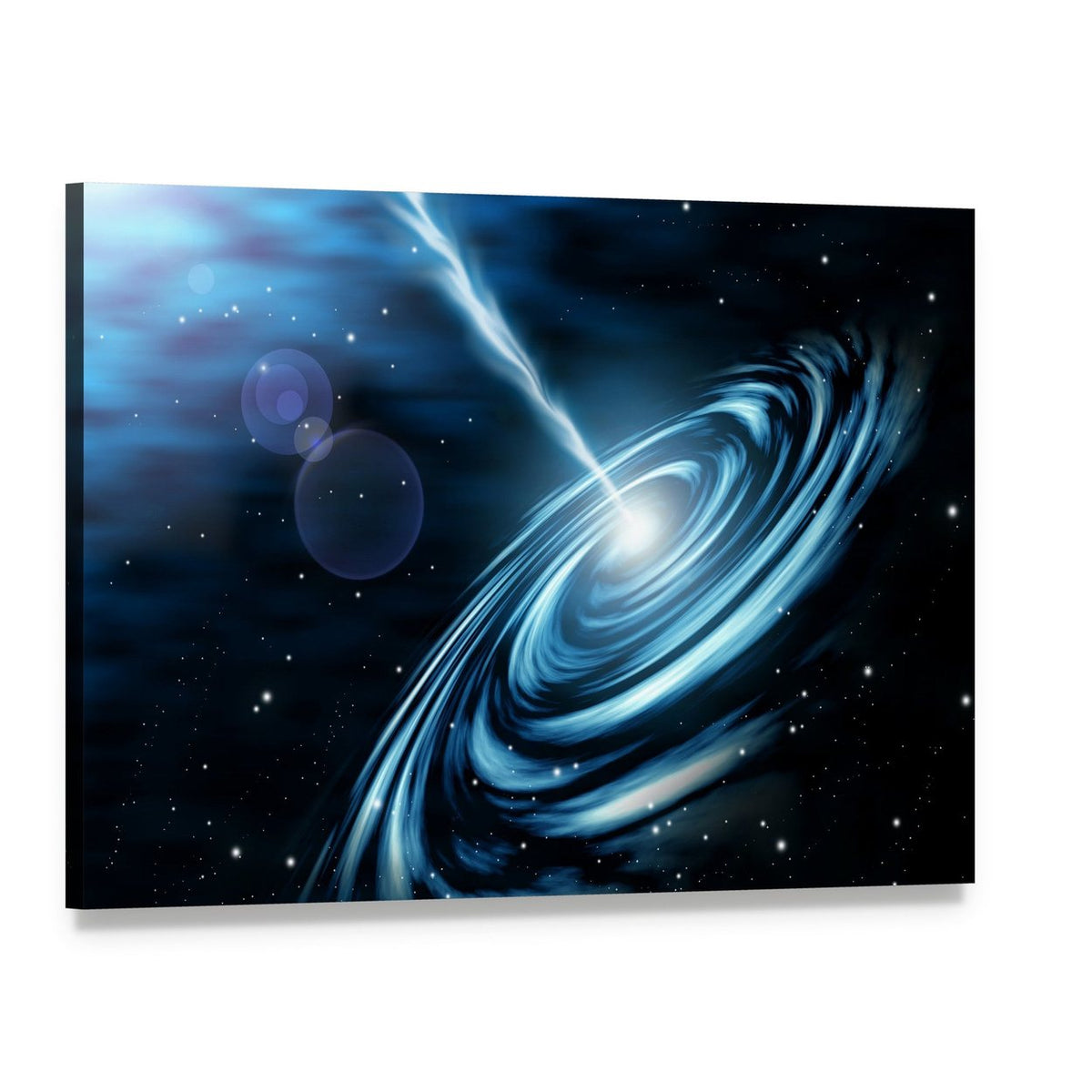 Blue Galaxy with Star Dust Canvas Wall Art, single panel gallery wrapped canvas, angled product view