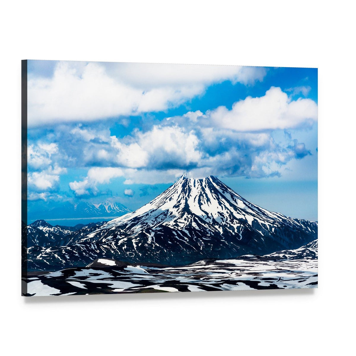 Snow-capped Viluchinskiy Volcano Canvas Wall Art, single panel gallery wrapped canvas, angled product view