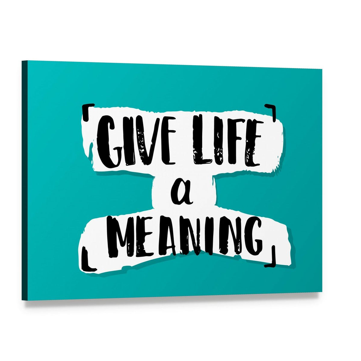 Give Life a Meaning Handwritten Quote Canvas Wall Art, single panel gallery wrapped canvas, angled product view