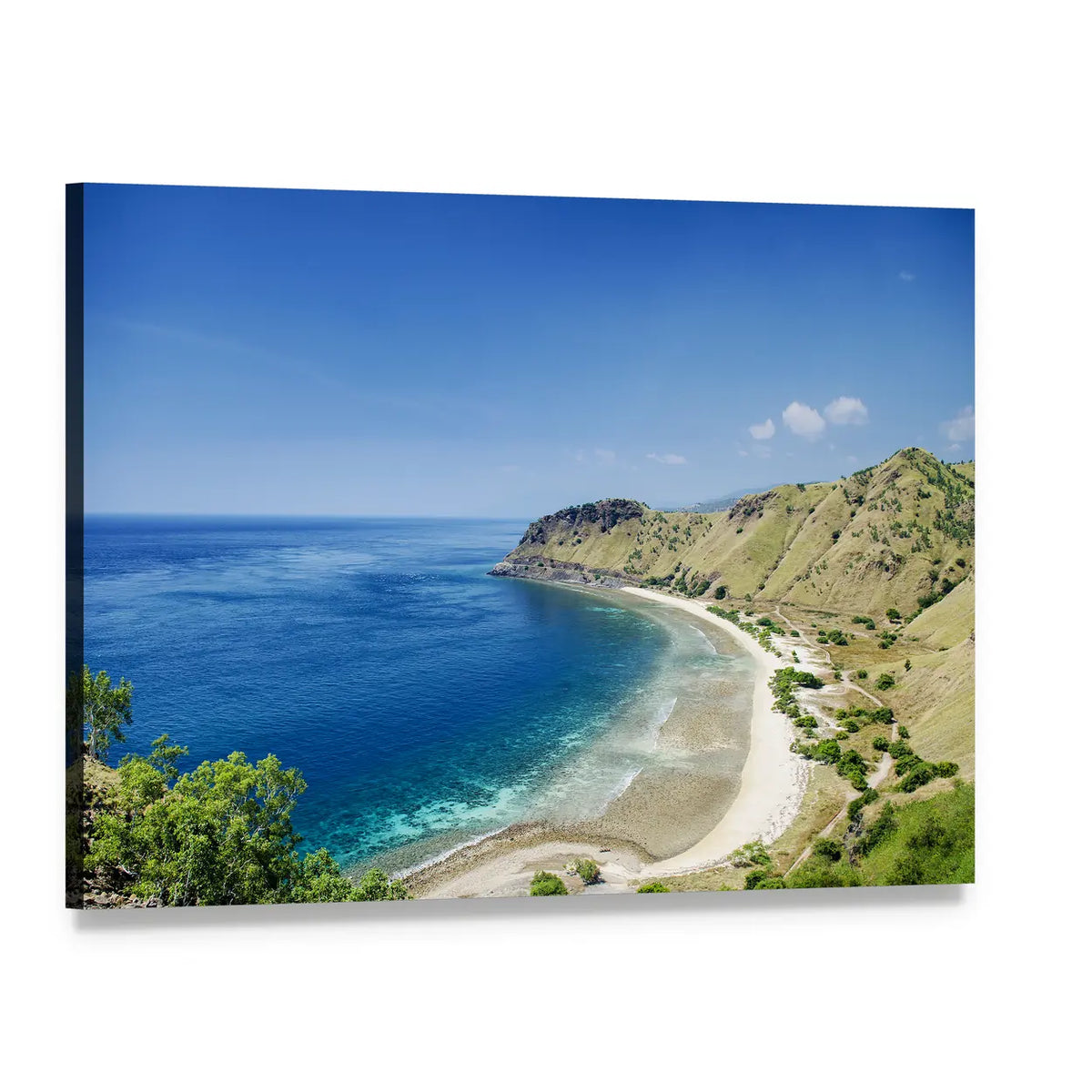 Cristo Rei Beach Near Dili Canvas Wall Art, single panel gallery wrapped canvas, angled product view