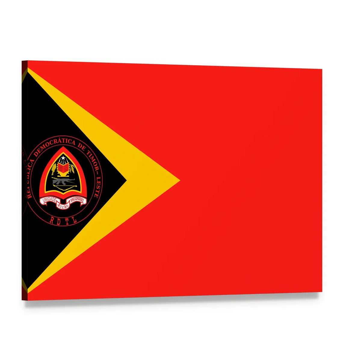 Flag of East Timor Canvas Wall Art, single panel gallery wrapped canvas, angled product view