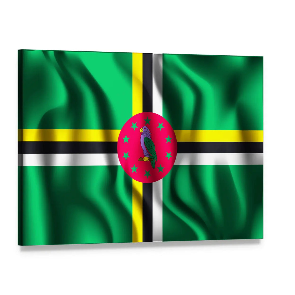 Flag of Dominica Canvas Wall Art, single panel gallery wrapped canvas, angled product view