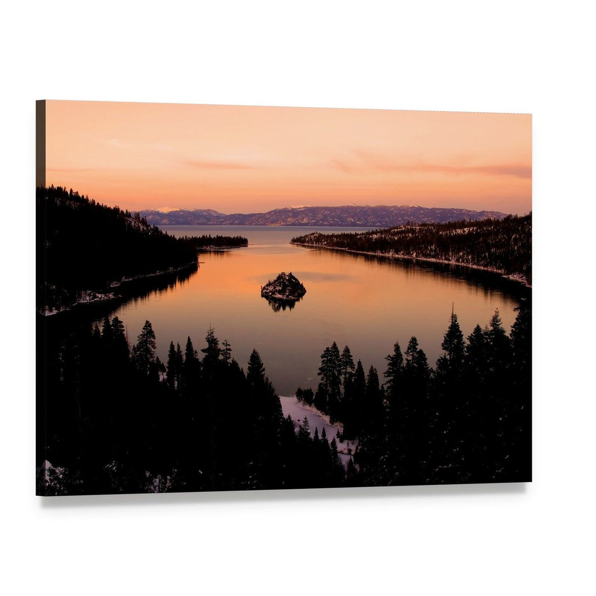 Emerald Bay After Sunset Canvas Wall Art, single panel gallery wrapped canvas, angled product view