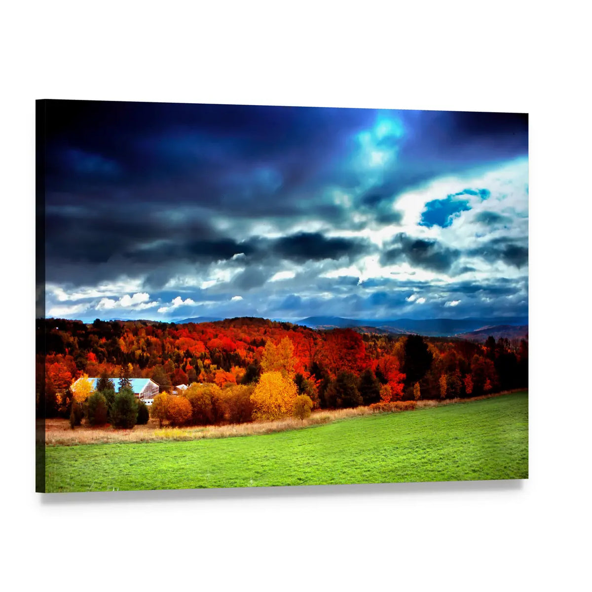 Vermont Fall Foliage Canvas Wall Art, single panel gallery wrapped canvas, angled product view