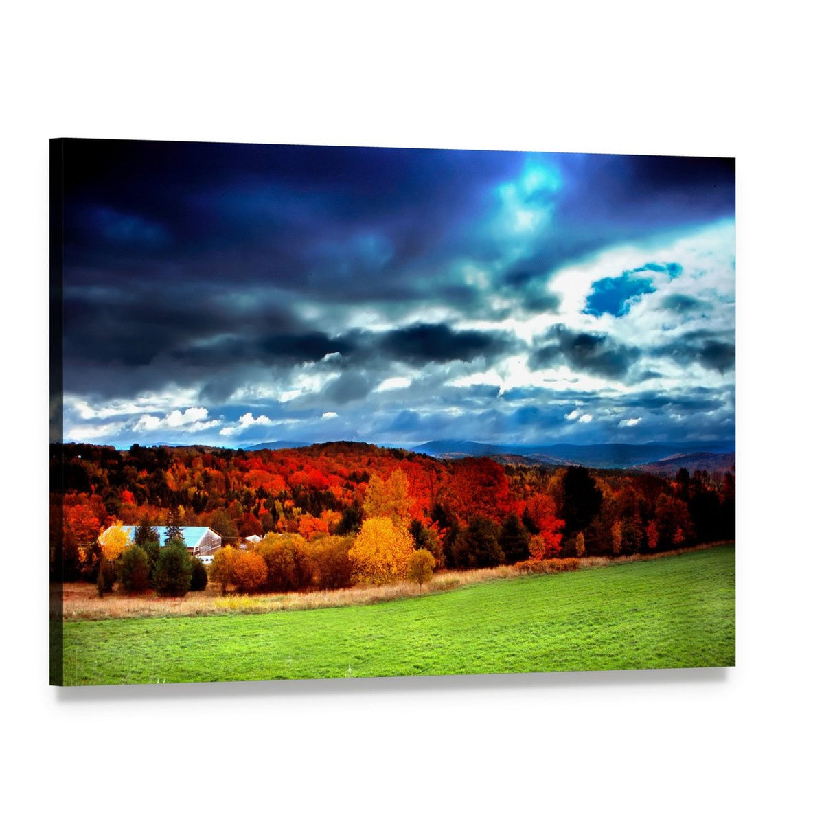 Vermont Fall Foliage Canvas Wall Art, single panel gallery wrapped canvas, angled product view
