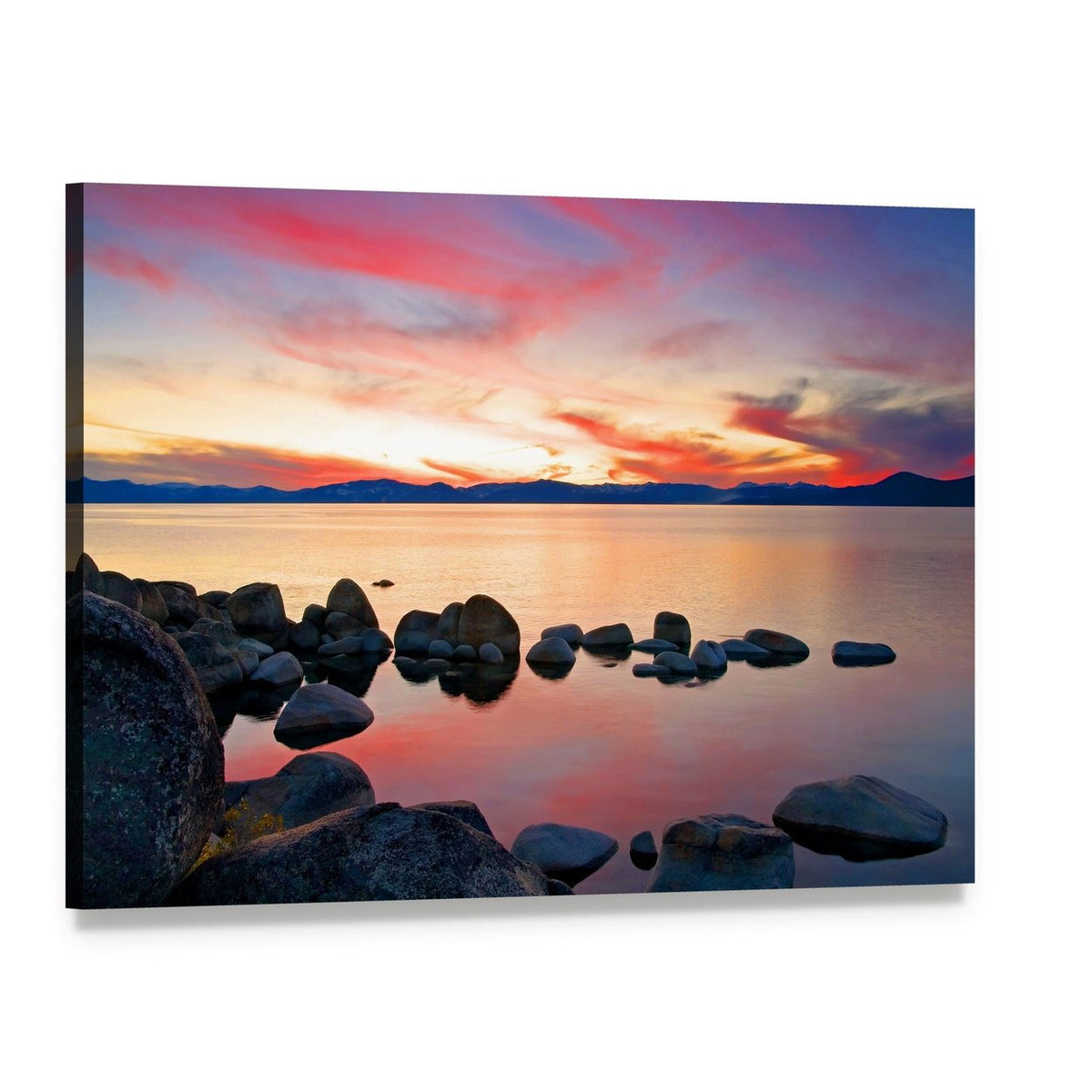 Lake Tahoe at Sunrise Canvas Wall Art, single panel gallery wrapped canvas, angled product view