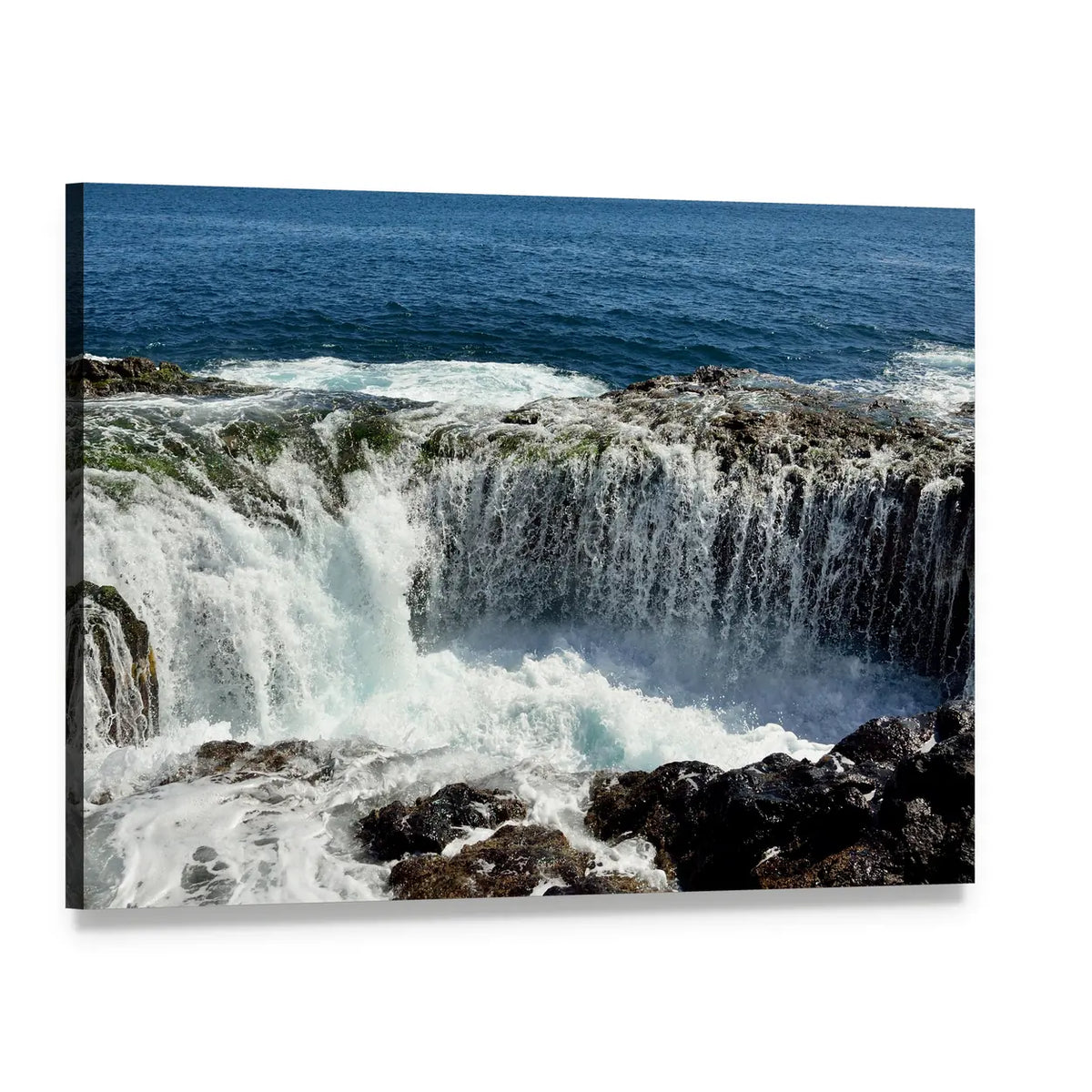 Spontaneous Waterfall in Canary Islands Canvas Wall Art, single panel gallery wrapped canvas, angled product view