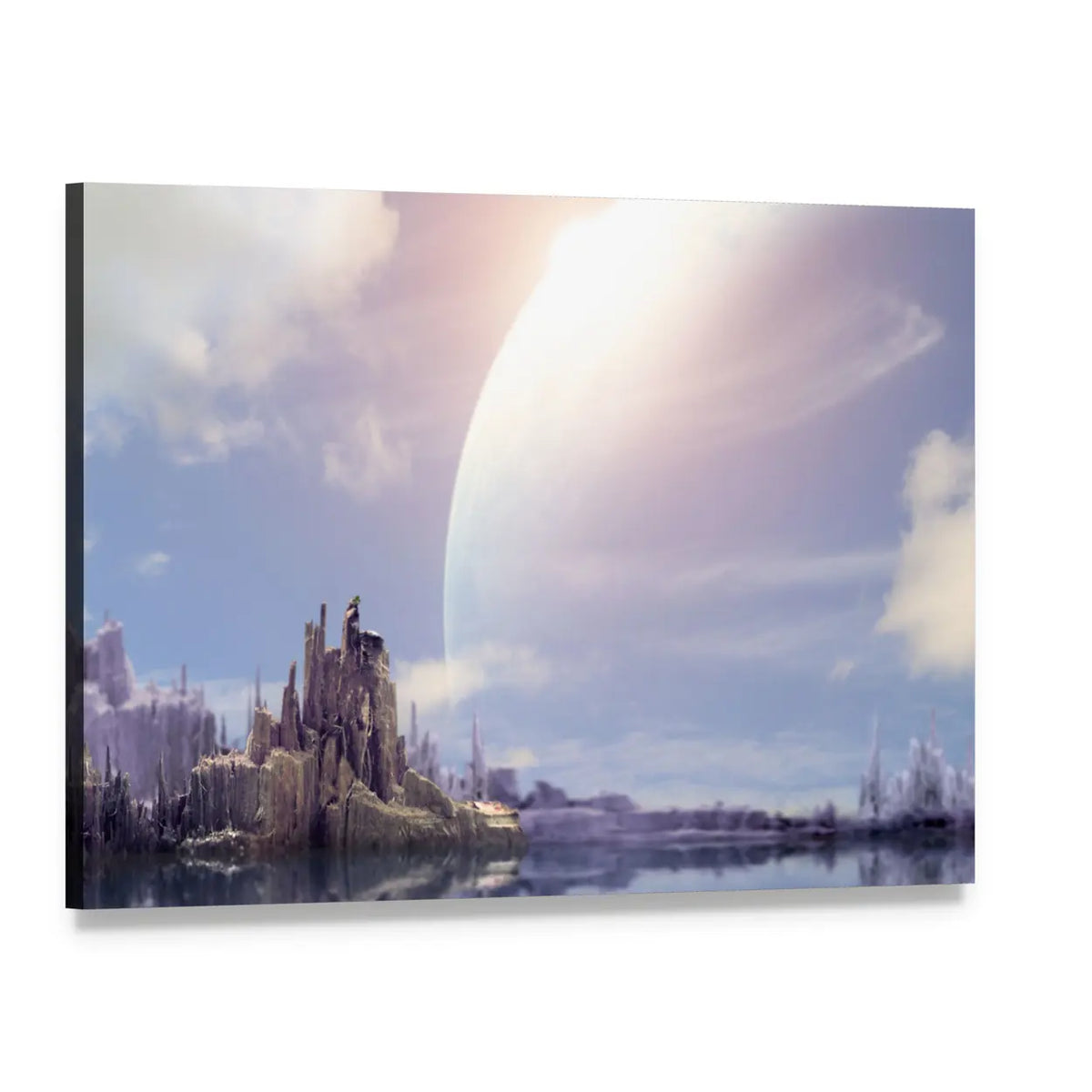 Fantasy Planet Canvas Wall Art, single panel gallery wrapped canvas, angled product view