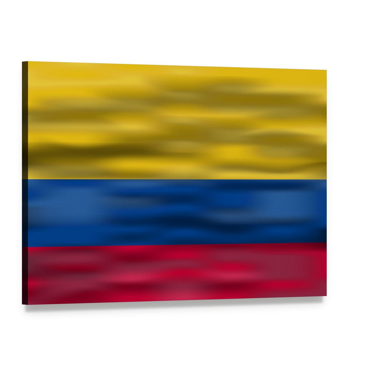 Realistic Flag of Colombia Canvas Wall Art, single panel gallery wrapped canvas, angled product view