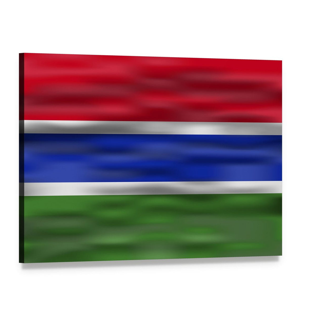 Realistic Flag of the Gambia Canvas Wall Art, single panel gallery wrapped canvas, angled product view