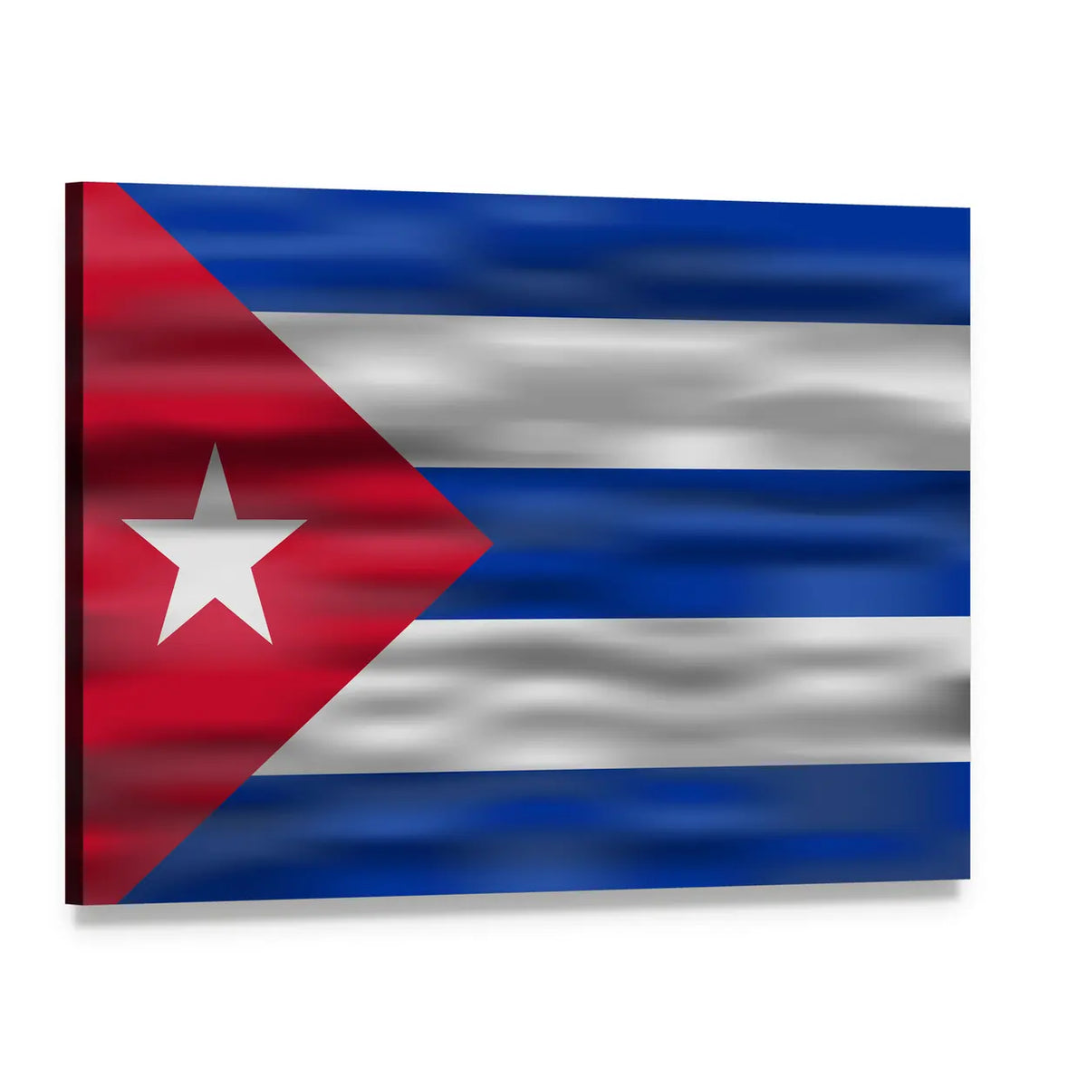 Realistic Cuban Flag Canvas Wall Art, single panel gallery wrapped canvas, angled product view