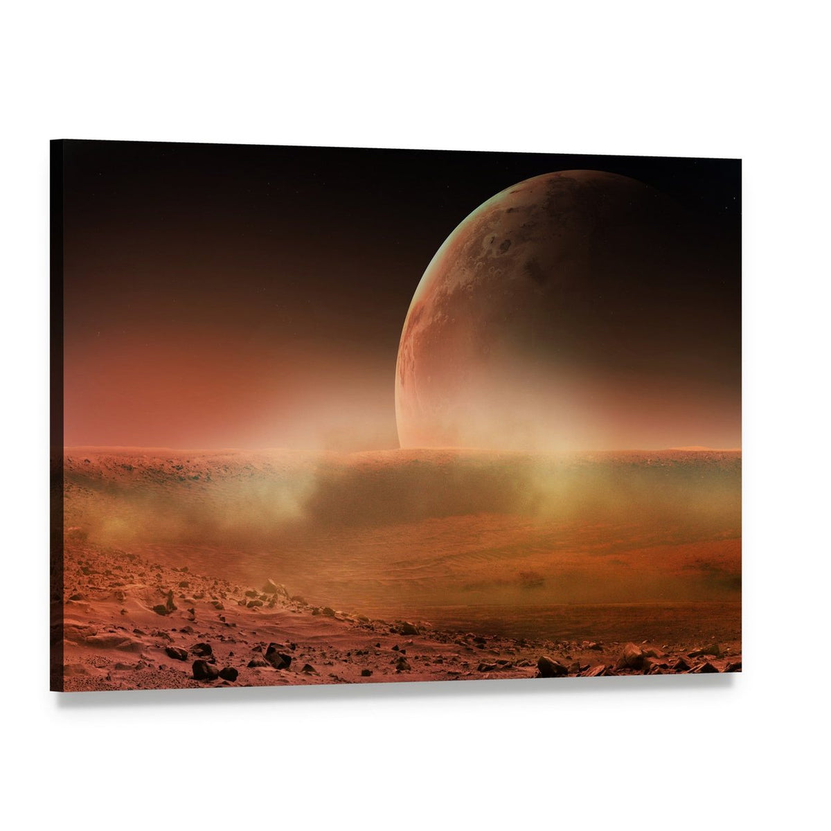 View of Mars from Phobos Canvas Wall Art, single panel gallery wrapped canvas, angled product view