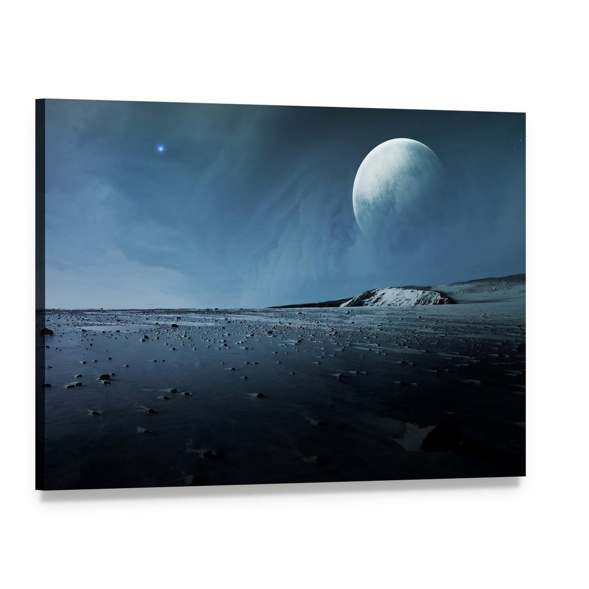 View of Pluto from Charon Canvas Wall Art, single panel gallery wrapped canvas, angled product view