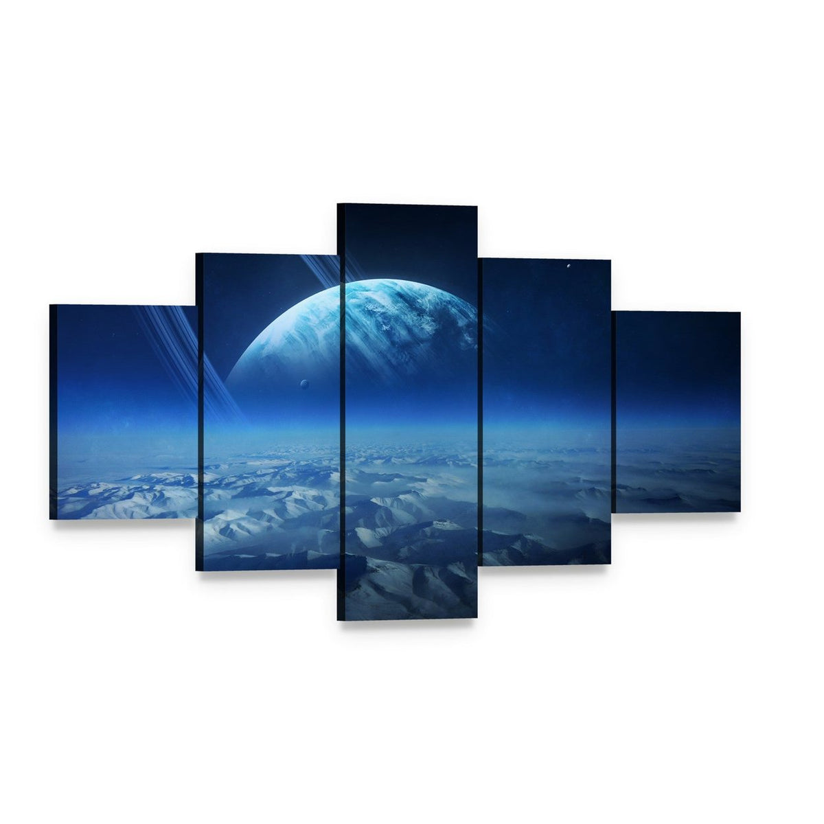 View of Uranus from Titania Canvas Wall Art, 5 panel 5 Star layout gallery wrapped canvas set, angled product view