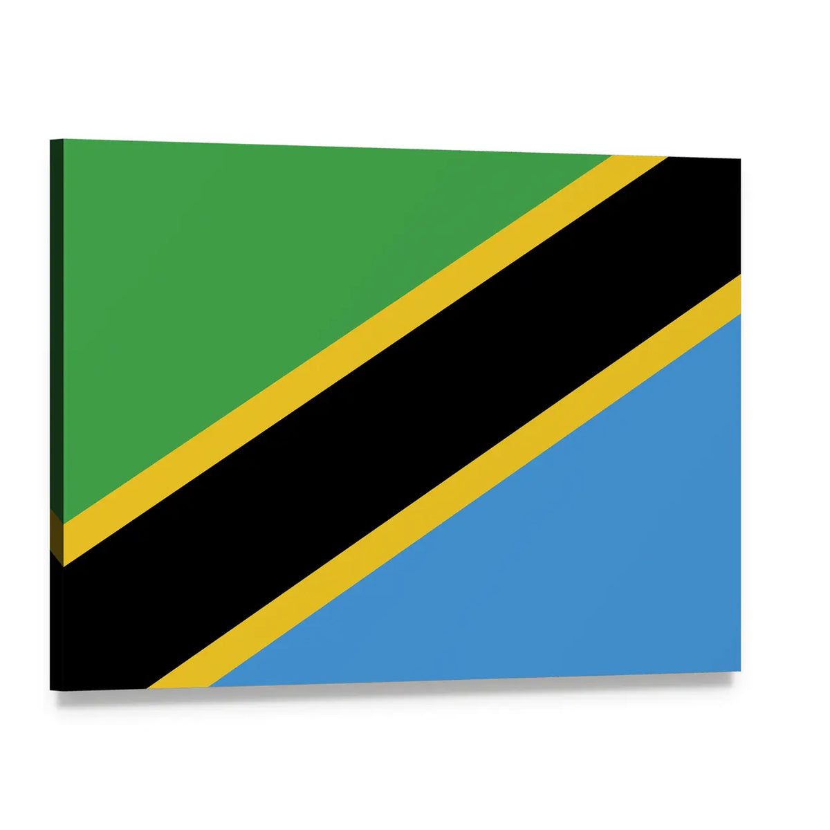 Tanzania Flag Diagonal Design Canvas Wall Art, single panel gallery wrapped canvas, angled product view