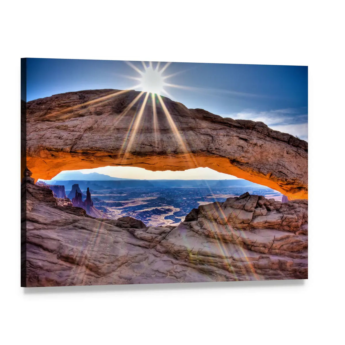 Mesa Arch at Sunrise Canvas Wall Art, single panel gallery wrapped canvas, angled product view