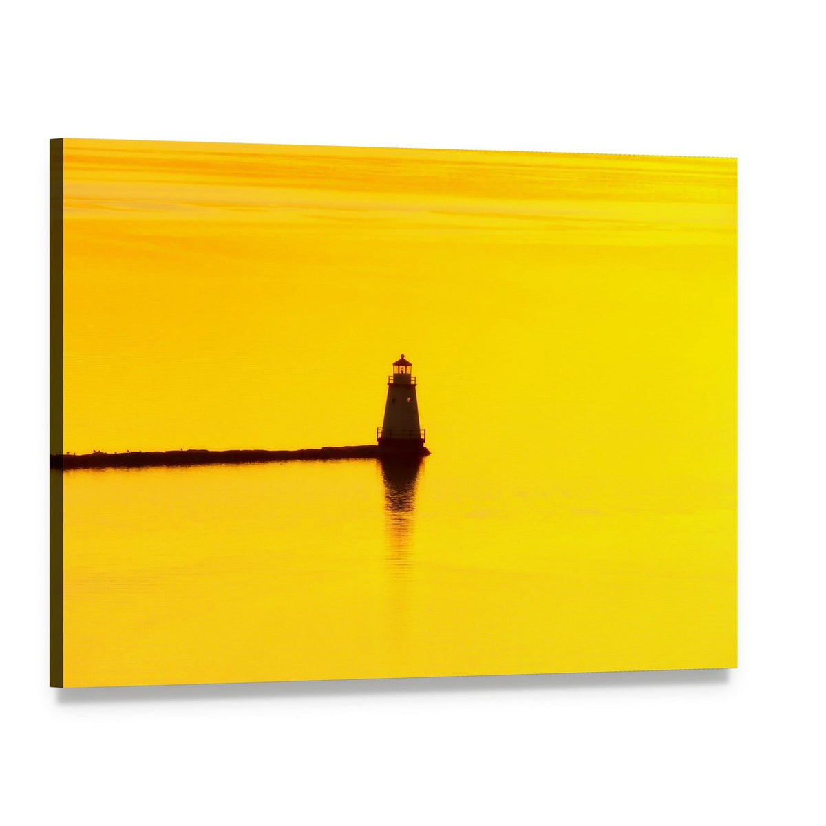 Lighthouse Sunset Over Lake Champlain Canvas Wall Art, single panel gallery wrapped canvas, angled product view