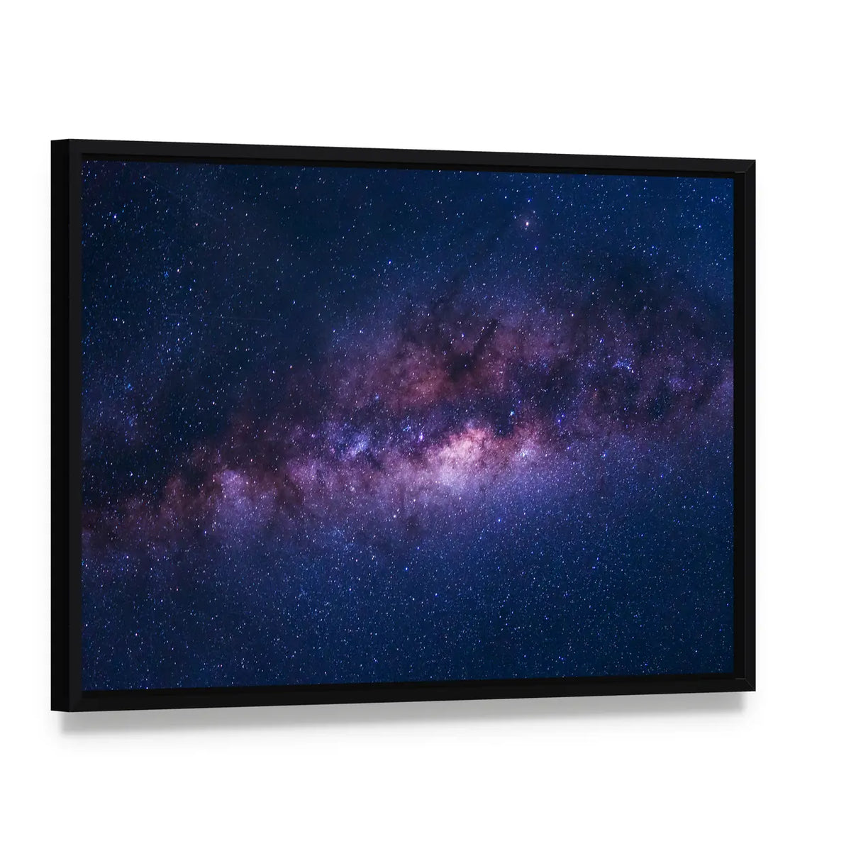 Space Shot Of Milky Way Galaxy Canvas Wall Art, framed canvas in a black floater frame, angled product view