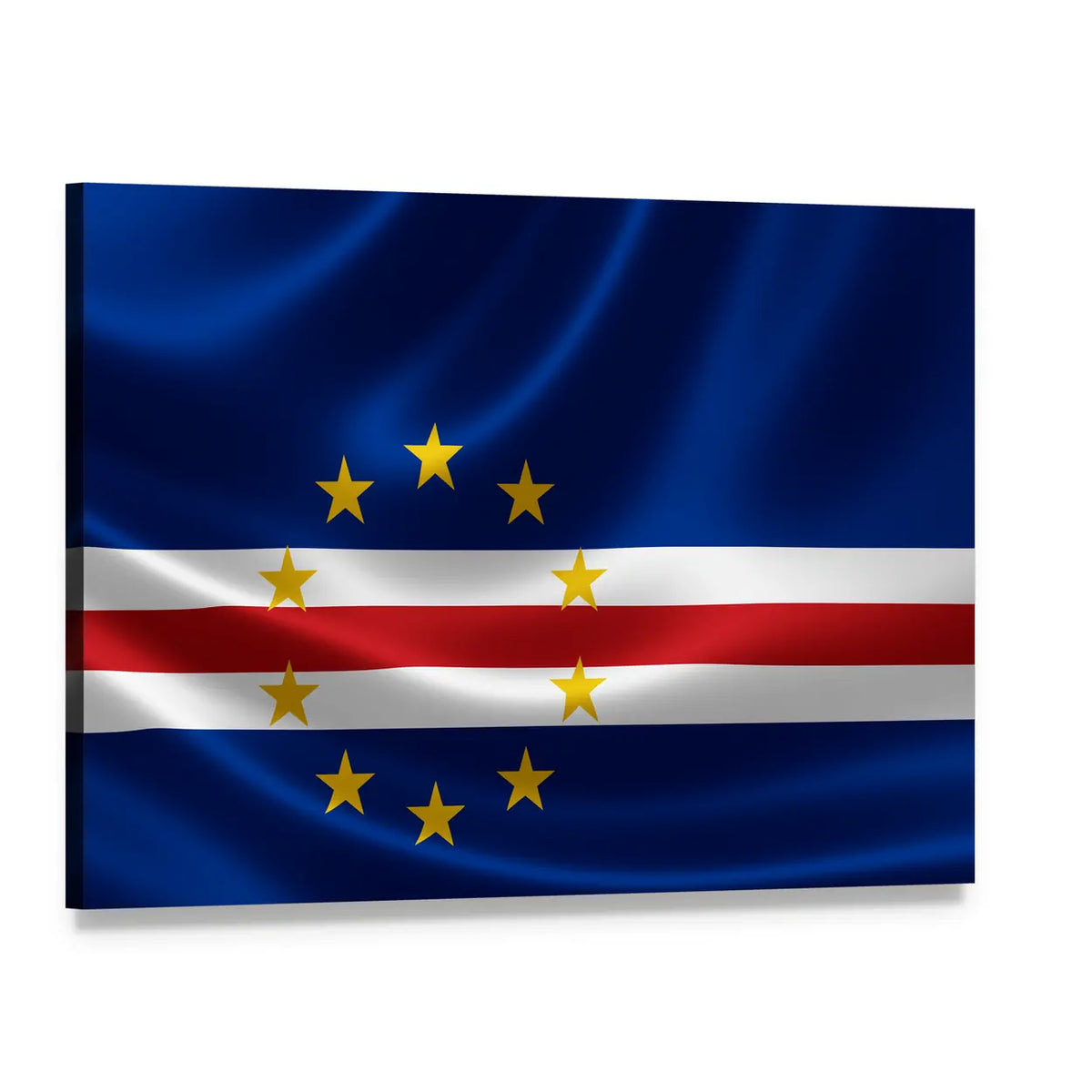 Cape Verde Flag with Ten Yellow Stars Canvas Wall Art, single panel gallery wrapped canvas, angled product view