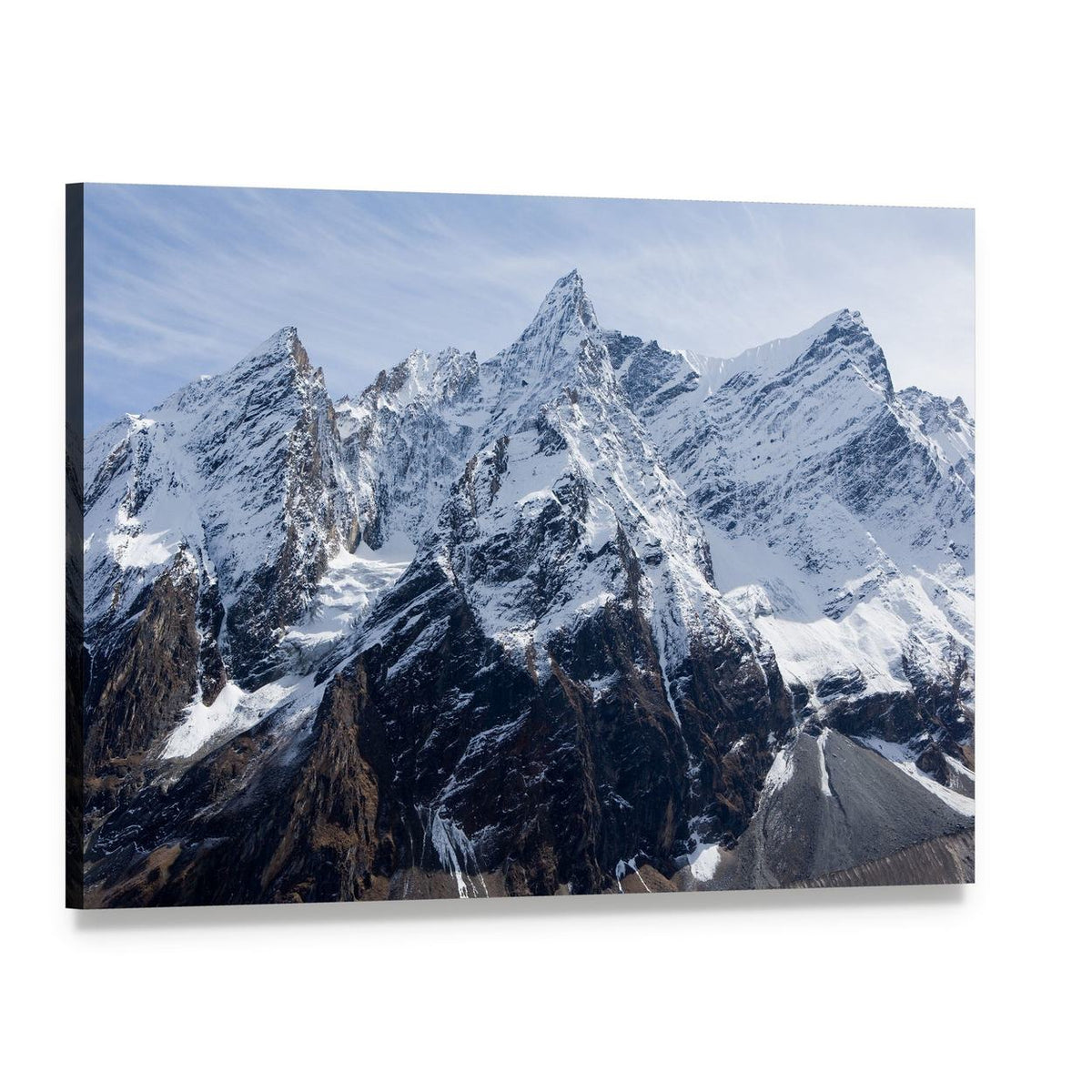 Snowy Peaks Near Manaslu Canvas Wall Art, single panel gallery wrapped canvas, angled product view