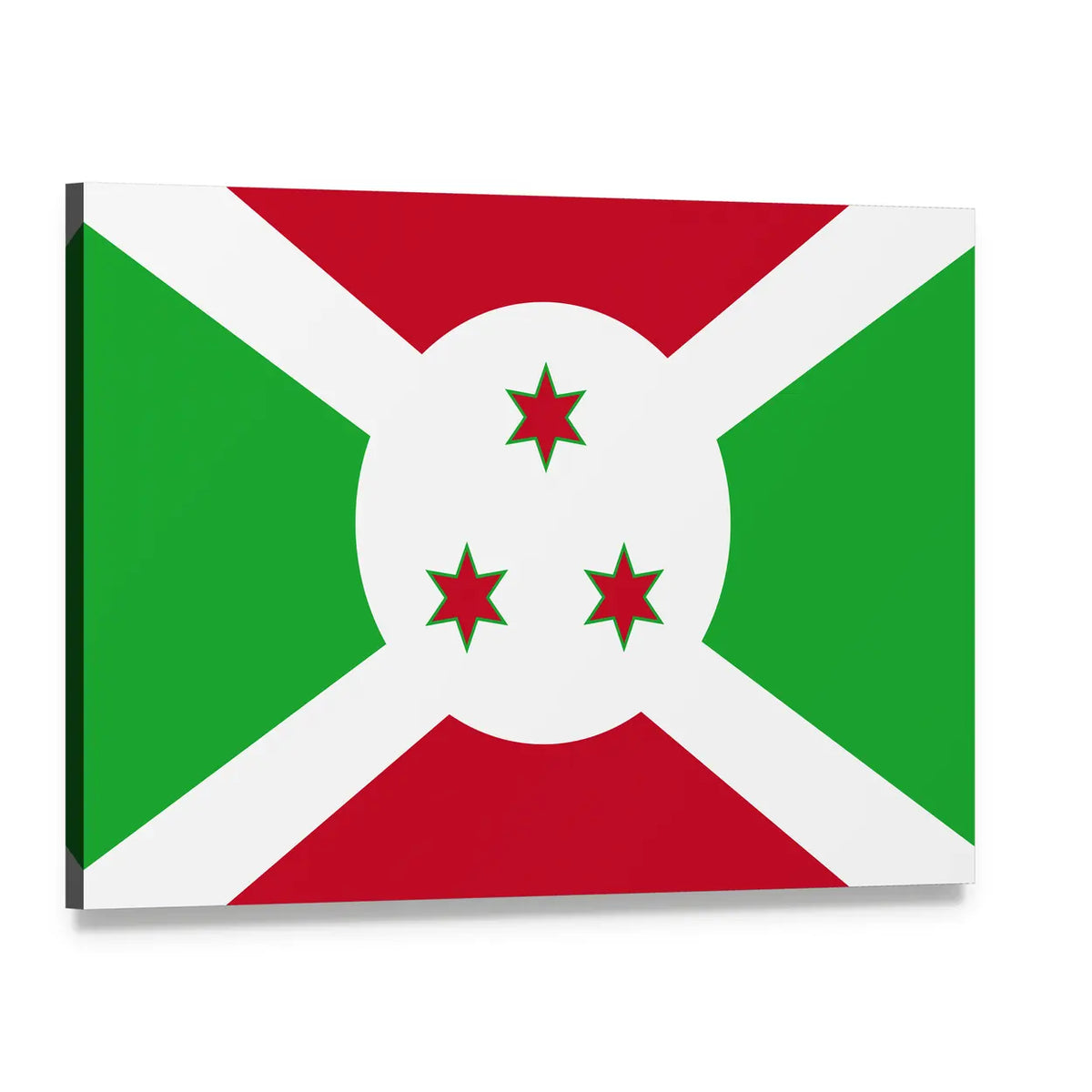 National Flag of Burundi Canvas Wall Art, single panel gallery wrapped canvas, angled product view