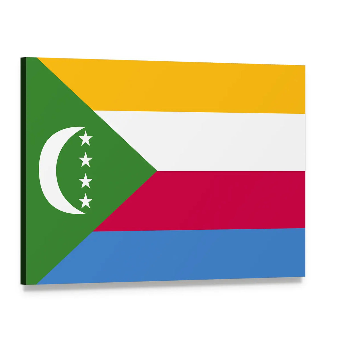 Flag of Comoros Canvas Wall Art, single panel gallery wrapped canvas, angled product view